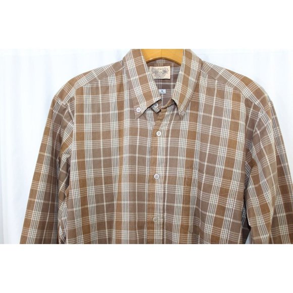 Vintage Bostwicks for Men Brown Plaid Short Sleeve Button Down Shirt M - Picture 5 of 11